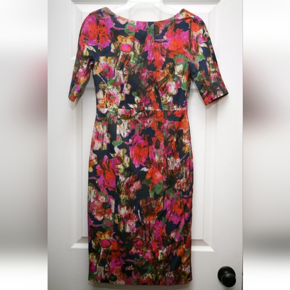 ERDEM MELANIE SCOOPBACK YSTAD FLORAL 3/4 SLEEVE PENCIL DRESS UK10/US6 NWOT - Picture 3 of 16